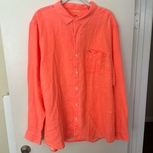 TOMMY BAHAMA Sea Glass Breezed Electric Coral Shirt -100% Linen